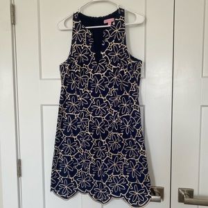 EUC! Size 8 Lilly Pulitzer Dress Blue and Gold